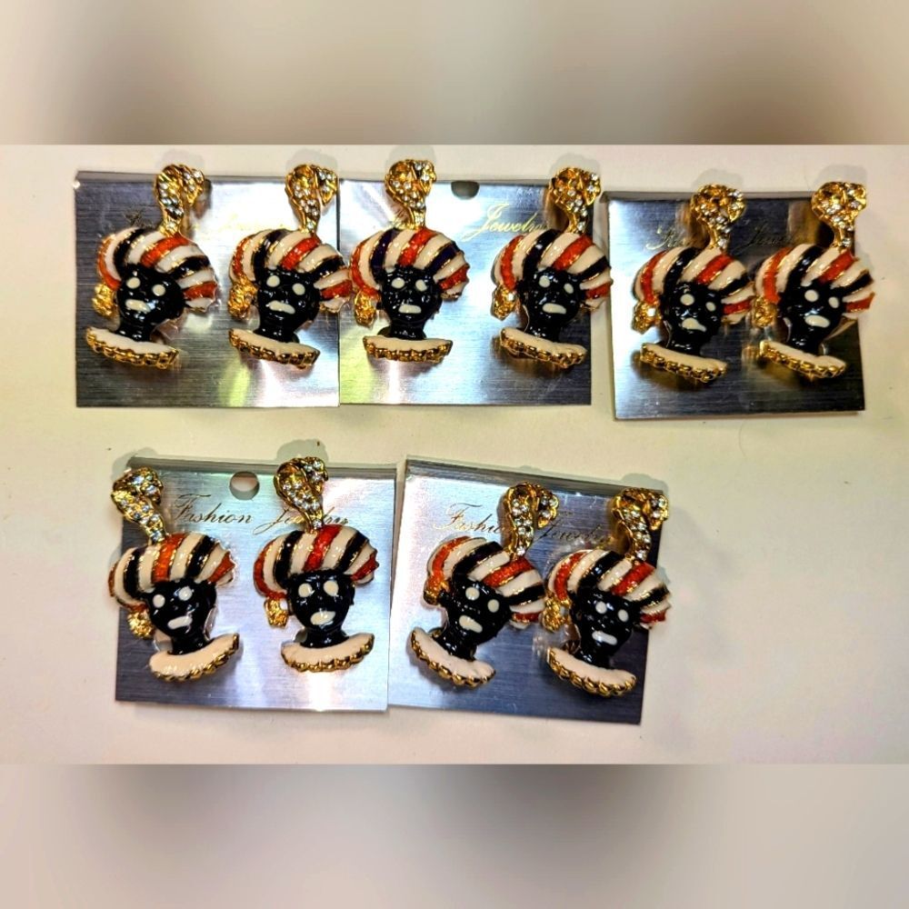 Wendy Gell Five sets of Blackmore enameled earrings. Colorful priced for resale.